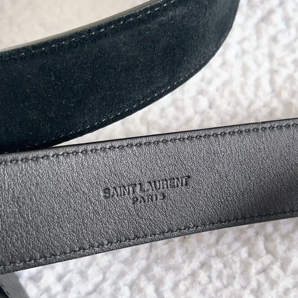 Saint Laurent  YSL Cassandre Belt With Square Buckle  In Suede - Picture 12 of 16